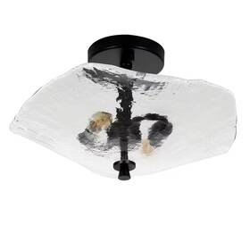 Hkmgt 744110482751 16.5 Inch 2-light Black Semi Flush Mount Ceiling Light Fixture With Water Ripple