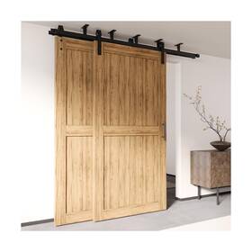 Cm-yt4tgh096c Homacer Black Rustic Ceiling Mount Double Track Bypass Sliding Barn Door Hard
