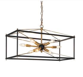 A04799 Home Collection Bryden 26 Inch Wide Black 8-light Kitchen Island Light