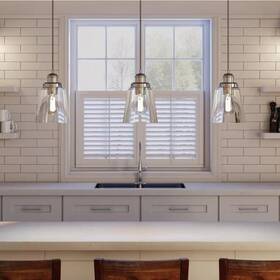 Home Decorators Collection 092903904356 Melton 1-light Polished Nickel Pendant With Clear Glass Shade And Silver Cord