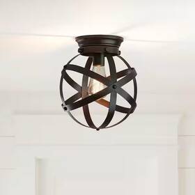 1003317562 Home Decorators Collection Kerby 1-light Satin Bronze Flush Mount New