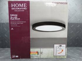 1005758026 Home Decorators Collection Calloway 15in Matte Black Selectable Led Flush Mount