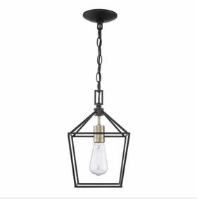 1006324061 Home Decorators Collection Weyburn 1-light Caged Black And Gold Mini Pendant
