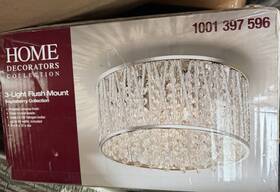 30686-hb Home Decorators Collection Hdc Saynsberry 11.5 Inch 3-light Chrome And Crystal Drum Shape Flush Mount Light