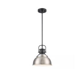 Home Decorators Collection 736916708968 Shelston 10 Inch 1-light Brushed Nickel And Black Pendant