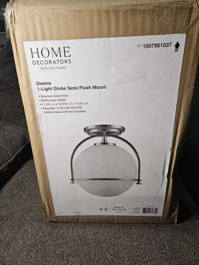 Home Decorators Collection 736916718349 Owens 11.25 Inch 1-light Brushed Nickel Semi-flush
