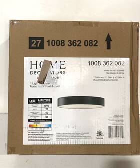 Home Decorators Collection 782042456372 Kempster 12 Inch 1-light Matte Black Led Flush Mount New