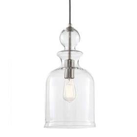 7942hdc Home Decorators Collection 8.38 Inch 1-light Brushed Nickel Pendant With Clear Glass Shade