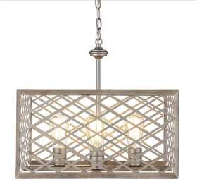 7946hdc Home Decorators Collection 4-light Gilded Pewter Pendant With Interweaving Cage Frame Wallace Manor Collectio
