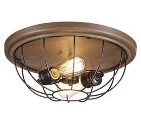 7952hdc Home Decorators Collection Keaton 2light Bronze/walnut Flush Mount Light