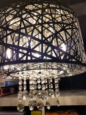 1001 Home Decorators Collection 802513166507 5 Led Light Laser Cut Stainless Steel Mirrored Shade Pendant With Crystal Drops