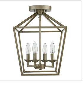 C5596-asl Home Decorators Collection #c5596-asl Hdc Weyburn 16.5 In 4 Antique Silver Leaf Lantern Semi-flush Mount Farmhouse