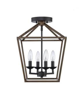 C5596-fw-bk Home Decorators Collection Weyburn 4light Faux Wood/black Semi-flush Mount Light