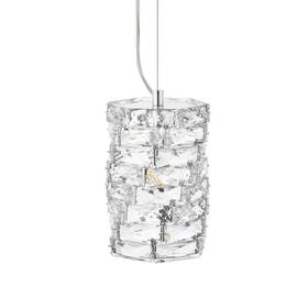 C8251-10 Home Decorators Collection Pendant 1light Chrome Crystal Mini Fixture Clear Glass Metalled
