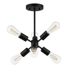 Ds18096sf1 Home Decorators Collection Hdc Leonie 16.25 Inch 6-light Matte Black Sputnik Semi-flush Mount Industrial