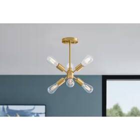 Ds18096sf2 Home Decorators Collection Hampton Bay Leonie 6-light Semi Flush Mount Brushed Gold Sputnik