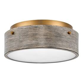 Hb3805-311 Home Decorators Collection Huntmoor 14 Inch 2-light Old Satin Brass Flush Mount With Grey Wood Metal And