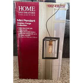 Hd-1549-i Home Decorators Collection Walden Forge Mini Pendant Black Brass New Industrial Cage Light