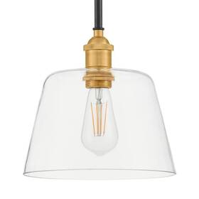 Hd-1850-ipbkagb Home Decorators Collection Sherman 1-light Black Standard Pendant With Aged Brass Accents Clear Glass