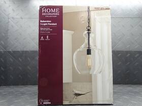 Hd19565p Home Decorators Collection Bakerston 1-light Matte Black Hanging Pendant Clear Glass Shade