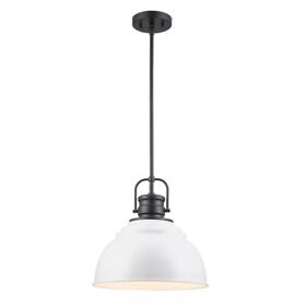 20190724113whbk Home Decorators Shelston 13 In. Black And White Hanging Pendant With Metal Shade
