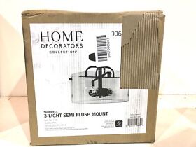 1006323909 Home Decorators Shirwell 13.5 In. 3-light Matte Black Round Semi-flush Mount New