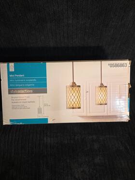 0352415 Home Style Selections Mini Modern Light Pendants 2 Brushed Nickel Frosted Glass Kitchen Island