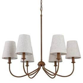 Hbl057-r Homebelife Chandelier Retro Antique Brown With White Beige Fabric Shade 6-light 28 Inch
