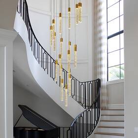 Ch009 Homeooze 20 Lights 156 Inch Modern Crystal Chandelier For High Ceiling Led Dimmable Black