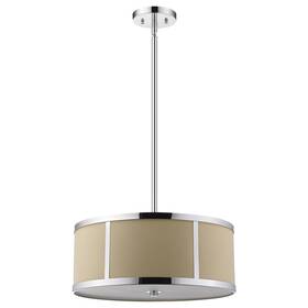 398309 Homeroots Butler 3-light Polished Chrome Pendant With Coarse Cream Linen Shade And Opal