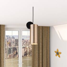 Homeroots 808223897861 Gold Deco Cylinder Ceiling Lamp - 7ft X Ft13ft Ft7