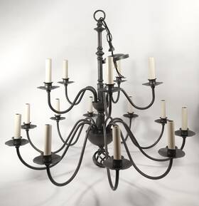 15-arm Hubbardton Forge -ball Basket Chandelier -natural Iron