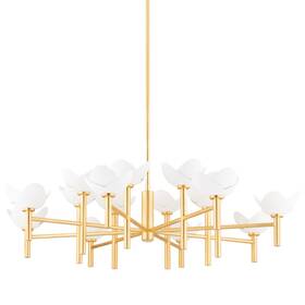 3051-gl-wp Hudson Valley Dawson 16 Light Chandelier Gold Leaf/white Plaster -