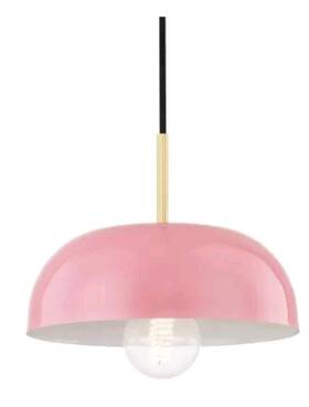 H199701s-agb Hudson Valley Lighting H199701s-agb/pk Mitzi 11 Inch Avery Pendant Single Light 60 Watts Aged Brass/pink