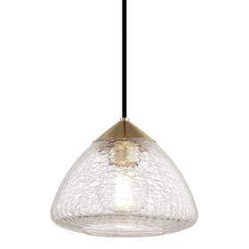 H216701s-agb Hudson Valley Lighting Mitzi Maya-1-light Small Pendant-aged Brass Finish-clear Crackle