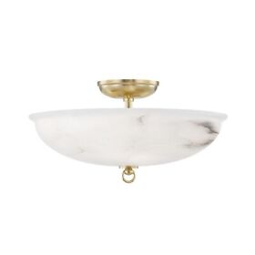 Mds810-agb Hudson Valley Lighting Mds810 Somerset 3 Light 12inch.w Semi-flush Brass