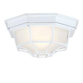 F75991-fm-wh-o Hukoro 11.42 Inch Retro Textured White Ceiling Mount Light With Frosted Glass E26