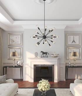 Fay-us-lt-102-bg Hukoro Alfa 18-light Indoor Sputnik Chandelier With Mate Black Finish