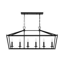 Fay-us-lt-112-bk Hukoro Hukuro 6-light Matte Black Finish Modern Vintage Linear Island Hanging