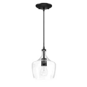 Njp122 Hukoro 1-light Kitchen Island Teardrop Clear Glass Pendant With Black Finish- B4