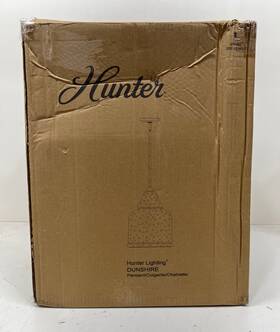 19655 Hunter Dunshire 1-light Noble Bronze Pendant Light Clear Seeded Bell Glass