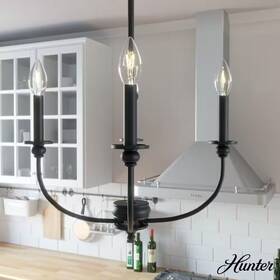 Hunter 313023624697 Southcrest 4-light Matte Black Candlestick Chandelier
