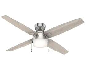 50242 Hunter Crossfield 54-in Brushed Nickel Led Indoor Ceiling Fan With Light