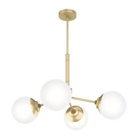 19016 Hunter Fans Modern Brass Four Light Chandelier Hepburn Collection New In Box Fixture