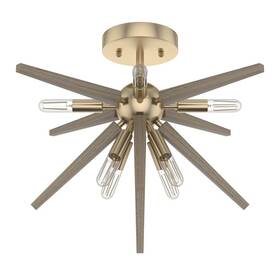 19347 Hunter Fans Alturas Gold Eight Light Semi-flush Mount From The Jupiter Star Collection