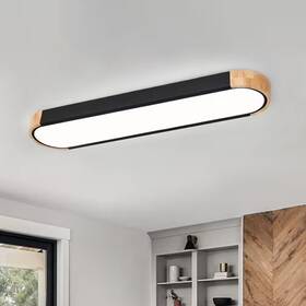 Huoku 881406429813 Lumin 38 Inch W 1-light Black N Wood Integrated Led Flush Mount Minimalist