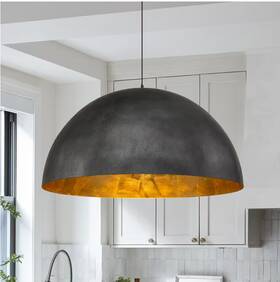 Pd1064741 Huoku Industrial 1-light Black Large Metal Dome Pendant Light Sprayed Gold -32.1