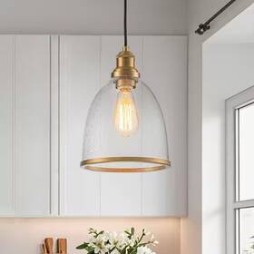 Pd1065641l Huoku Sol 8.3 Inch W 1-light Mini Brass Pendant Light With Seeded Glass Shade