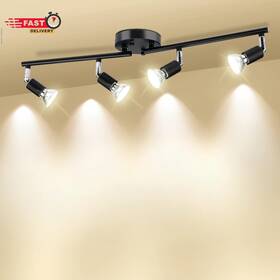 Gu10 Huryee 445005448403 Track Lighting Kit 4 Head Foldable Ceiling Spot Light With Socket F