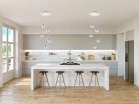 Hvm 860010656570 Modern 12inch Round Canopy With 5-light G9 Led Pendant Chandelier - Chrome